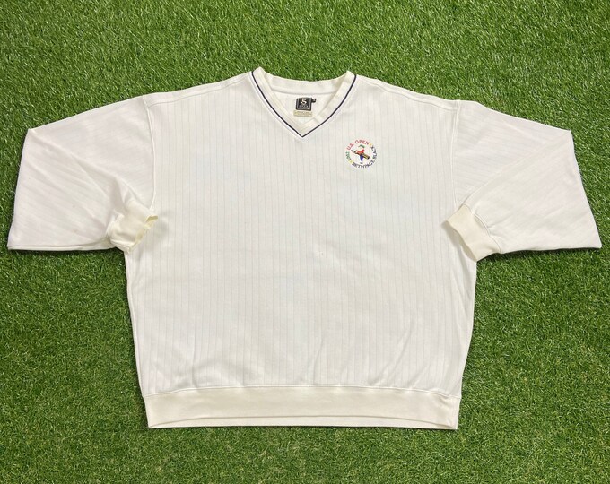 Vintage US Open 2002 Golf V Neck Sweatshirt Size Xtra Large XL Masters Tournament Tiger Woods 00s Pull Over Oversized