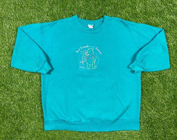 Vintage Winnie the Pooh Bear Piglet Best Friends Crewneck Sweater Walt Disney World 80s 90s WDW Disneyland Disneyana Fits like Medium