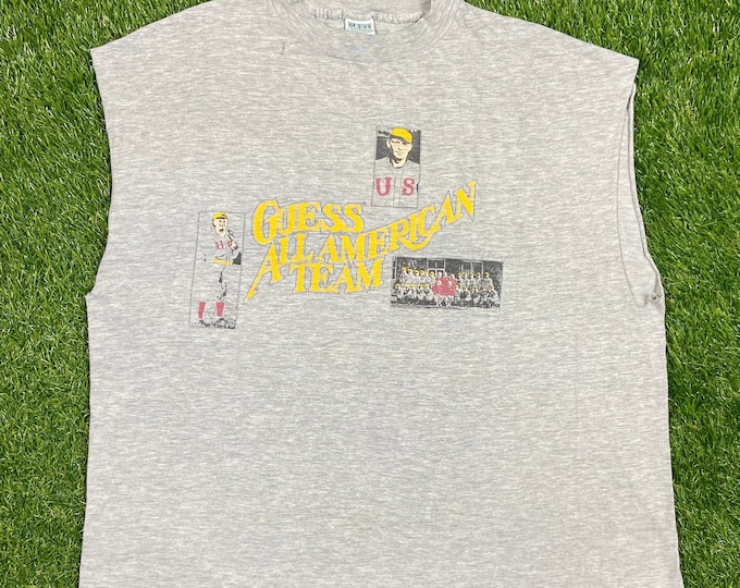 Vintage Guess USA All American Team T Shirt Tee Made USA Size Xtra Large Xl Designer 80's Classic Rare GUESS ? Jeans 1980s Original