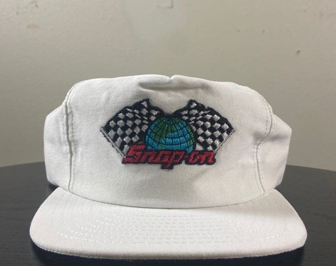 Vintage Snap On Racing Snapback Hat Cintas Made USA OSFA Sport Racing Stripe Car Race 1990s 90s NASCAR Dale