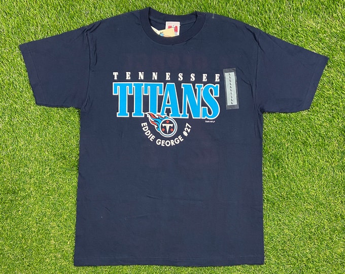 Vintage Tennessee Titans Eddie George 27 Jersey T Shirt USA Sport Club Size Large NFL Football Houston Oilers