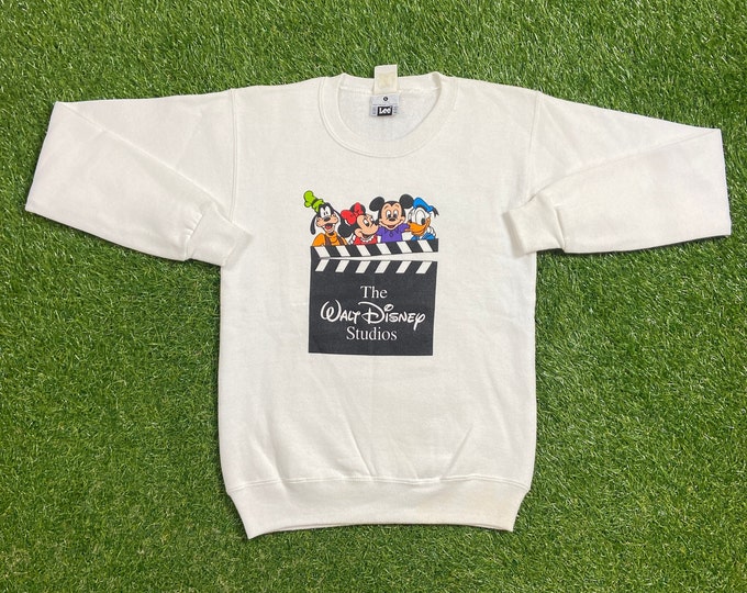 Vintage The Walt Disney Studios Crewneck Sweatshirt Made USA Size Youth Large Mickey Mouse WDW Magic Kingdom Disneyland Classic 1990s 90s