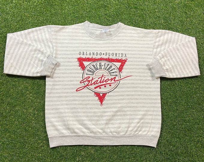 Vintage Church Street Station Crewneck Sweatshirt Rudman Sportswear Made USA Size Large L Orlando Florida 1990s 90s Pull Over Oversized
