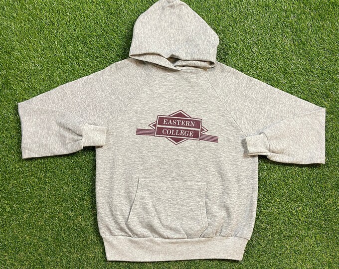 Vintage Eastern College Hoodie Sweatshirt Size Small S Quality 1990's Oversized Comfy Great Fit Original 90s Pull Over