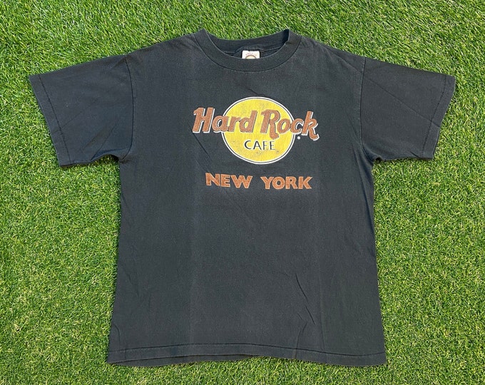 Vintage Hard Rock Cafe New York T Shirt Tee Grand Illusion Made USA Size Medium M Radio City Music Hall New York City NY 1990s 90s