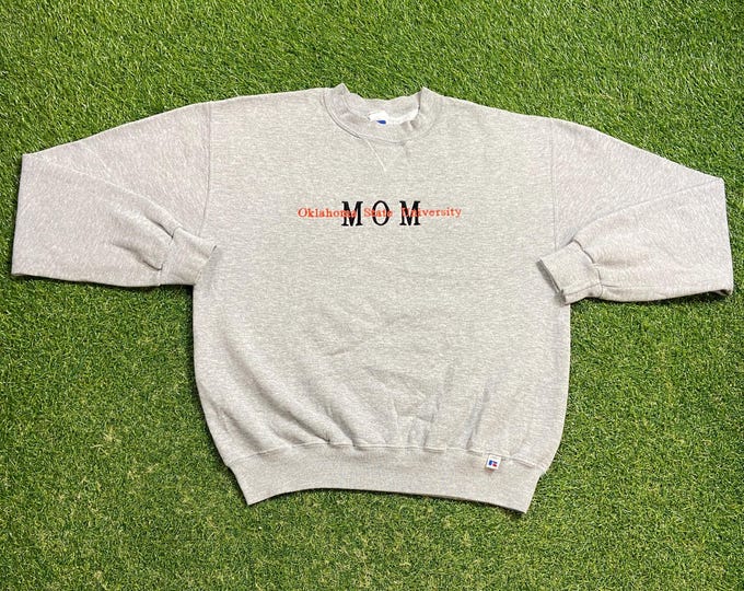 Vintage Oklahoma State University OSU Mom Crewneck Sweatshirt Size Medium M NCAA College Football Pull Over Oversized 1990s 90s