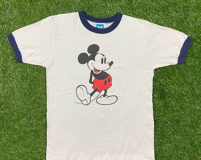 Vintage Mickey Mouse Ringer Tee T Shirt Size Large Disney Made USA Orlando FL 1990s Walt Disney World Classic 90s Magic Kingdom