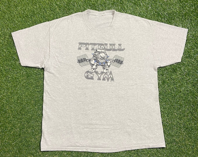 Vintage Pitbull Gym T Shirt Tee Size Xtra Large XL Gold's Gym Classic Gym Workout Exercise Weights No Pain No Gain Weightlifting 1990s 90s