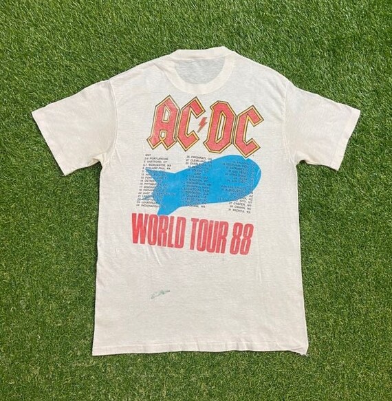 Vintage AC DC Heat Seeker T Shirt Rock Tee Size Small World Tour 1988 Hard Rock Rare Print! 1980s 80s View 5