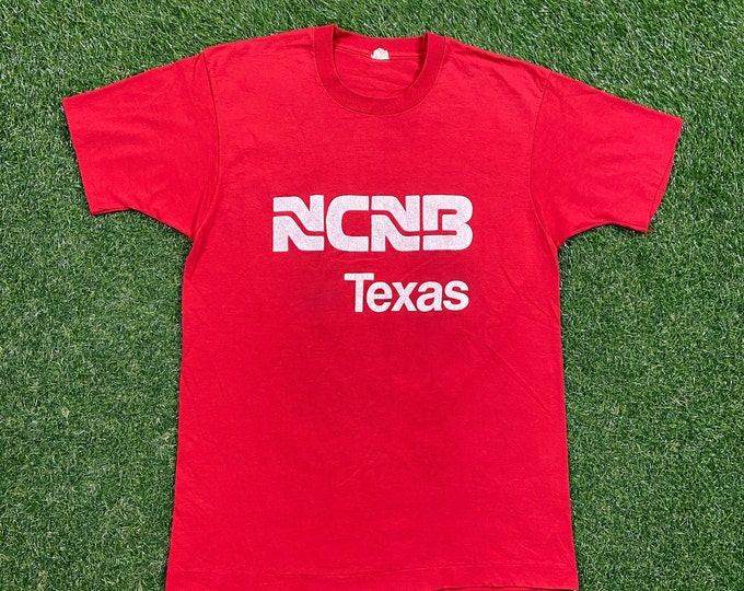 Vintage NCNB Texas National Bank T Shirt Tee Screen Stars Made USA Size Large L Classic 1990s 90s