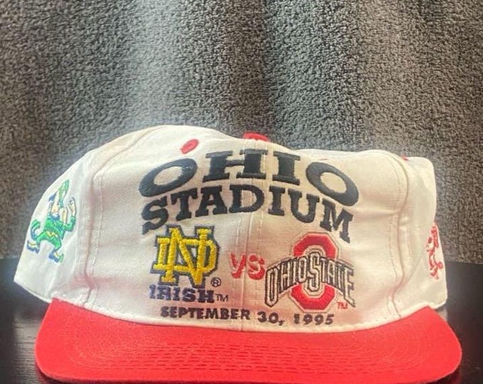 Vintage Notre Dame University vs Ohio State University Snapback Hat OSFA Fighting Irish Buckeyes NCAA College Football Ohio Stadium 90s
