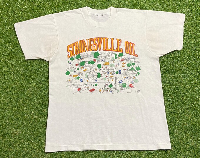Vintage Strongsville Ohio T Shirt Tee Size Small S Cuyahoga County Cleveland OH Midwest State 1990s 90s