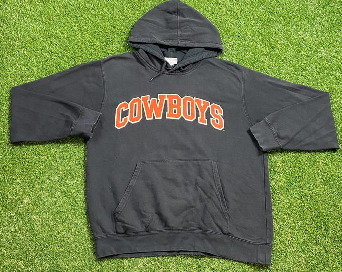 Vintage Oklahoma State University OSU Hoodie Sweatshirt Majestic Size Medium M NCAA College Football 1990s 90s Pull Over Oversized