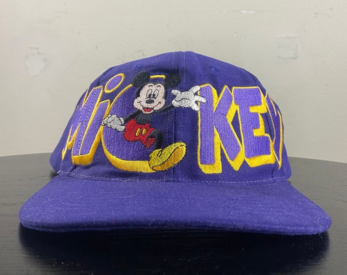 Vintage Mickey Mouse Snapback Hat Cap OSFA Walt Disney World WDW Magic Kingdom Disneyland 1990s 90s