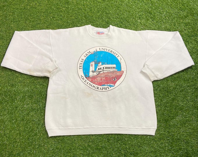 Vintage Texas A&M Aggies Crewneck Sweatshirt Made USA Size Large L TAMU NCAA College Football Classic Pull Over Oversized 1990s 90s