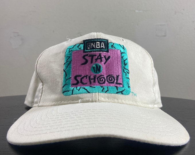 Vintage Stay in School NBA Snapback Hat Starter OSFA Basketball All Star Weekend Jordan Space Jam Original 1990s 90s Rare