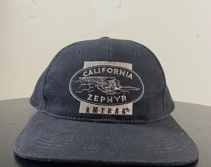 Vintage California Zephyr Amtrak Snapback Hat Cool Cap OSFA National Railroad Passenger Corporation Conductor 1990s 90s