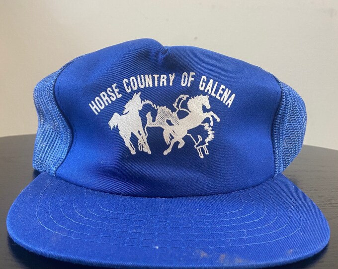 Vintage Horse Country of Galena Snapback Hat Yupoong OSFA Horse Riding Tour Illinois 1980s 80s Trucker