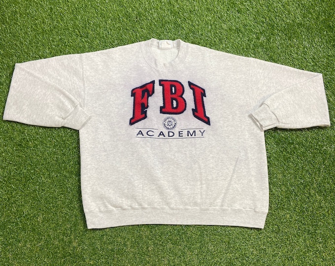 Vintage FBI Crewneck Sweatshirt Made USA Size Xtra Large XL Federal Bureau of Investigation Police Government 1990s 90s Pull Over Oversized