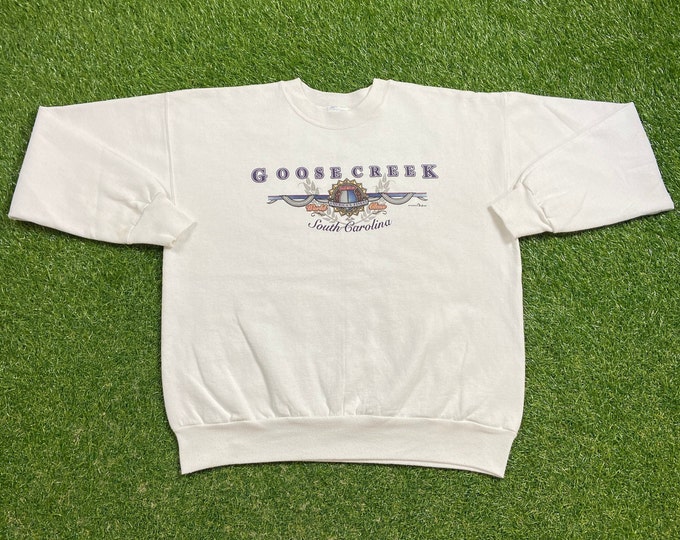 Vintage Goose Creek Crewneck Sweatshirt Made USA Size Large L Myrtle Beach South Carolina Charleston SC 1990s 90s Pull Over Oversized