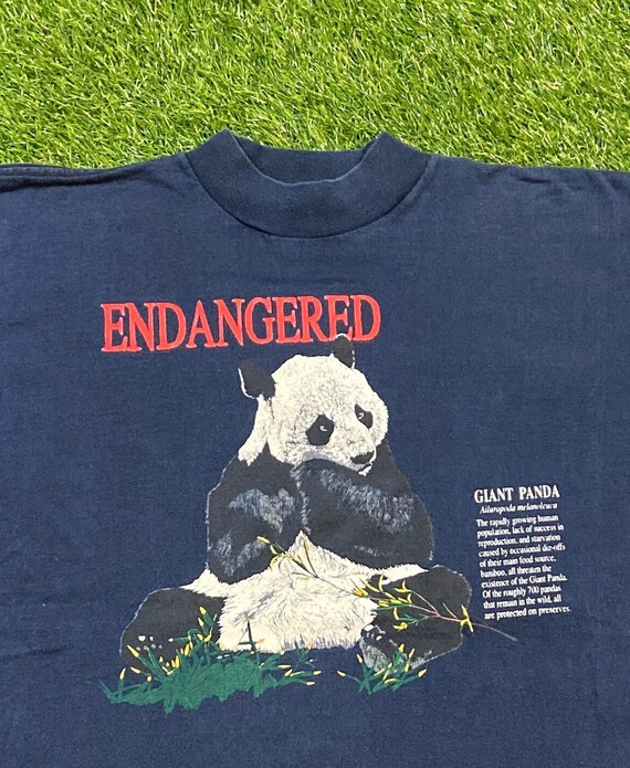 Vintage Endangered Giant Panda Long Sleeve Shirt Galt Sand Made USA Size Large L Animals Habitat Endangered Species Earth Day Jungle 1990s View 4