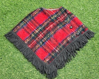 Vintage Multicolor Knitted Shawl Size Small S Quality Cool Pattern Warm Winter Fashion 1990s 90s