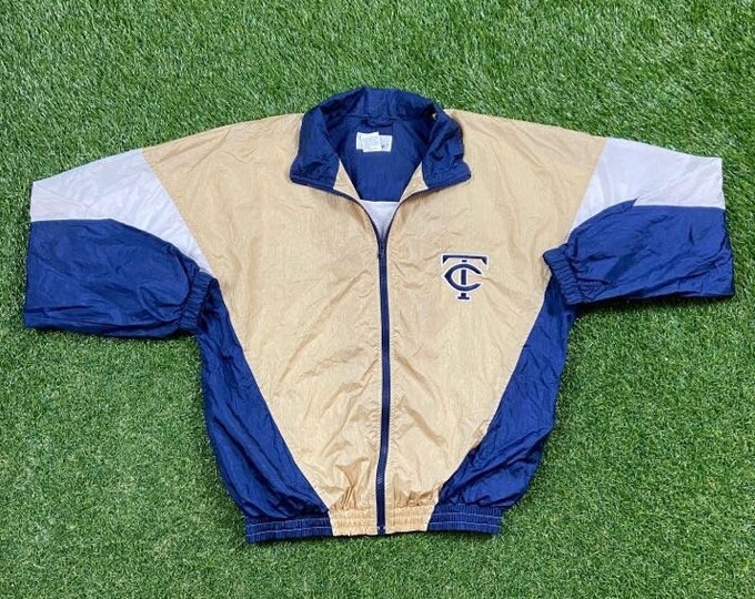 Vintage Minnesota Twins TC Logo Windbreaker Jacket Tonix Size Small S MLB Baseball Light Rain Coat 1990s 90s