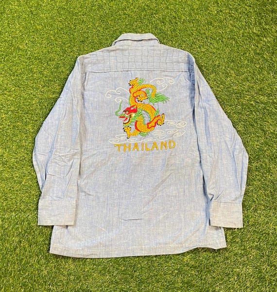 Vintage Thailand Button Down Shirt Size Small S B… - image 5