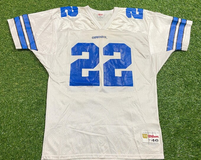 Vintage Dallas Cowboys Emmitt Smith #22 Jersey Wilson Made USA Size Large L NFL Football Texas Aikman 1990s 90s