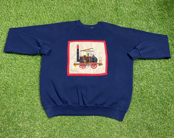Vintage Railroad Crewneck Sweatshirt Lee Made USA Size Xtra Large XL Freight Transportation Company Train 1990s 90s Pull Over Oversized