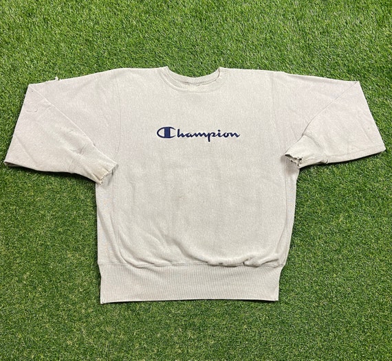 Vintage Gray Champion Crewneck Sweatshirt Size Large L Quality 1990 s Oversized Great Fit Made USA Original 90s Pull Over Etsy Australia