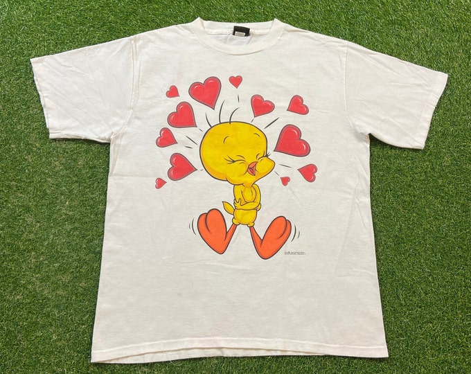 Vintage Looney Tunes T Shirt Tee Changes Made USA Size Xtra Large XL Tweety Bird Sylvester the Cat Warner Bros Classic Cartoon 1990s 90s