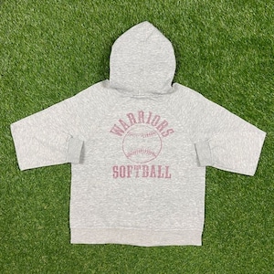 Vintage Warriors Softball Hoodie Sweatshirt Bassett Walker Made USA Size Large L MLB Baseball Pull Over Tri Blend Soft