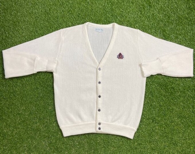 Vintage Izod Cardigan Sweater Size Xtra Large XL White 1980s 80s Designer Paris Streetwear Comfy Button Down