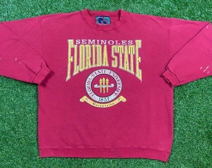 Vintage Florida State University Seminoles Crewneck Sweatshirt Sports Made USA Size Large L NCAA College Football FSU Pull Over 1990s 90s