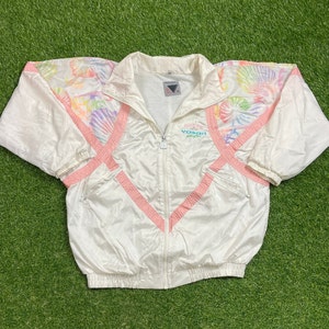 Vintage Graphic Windbreaker Zip Up Jacket Vasari Size Medium M Multicolor Streetwear Sport Active Wear Classic Light Rain Coat 1990s