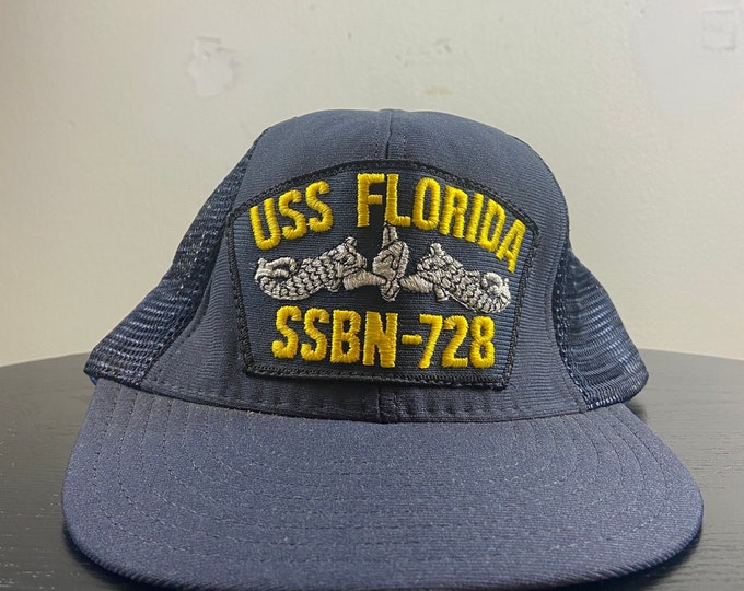 Vintage USS Florida Snapback Hat Northstar Made Usa OSFA US Navy United States Military Army Marines 1980s 80s