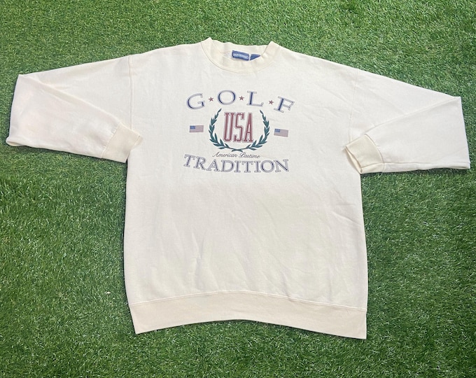 Vintage Golf Crewneck Sweatshirt Van Heusen Size Xtra Large XL US Open Masters Tiger Woods Pull Over Oversized 1990s 90s