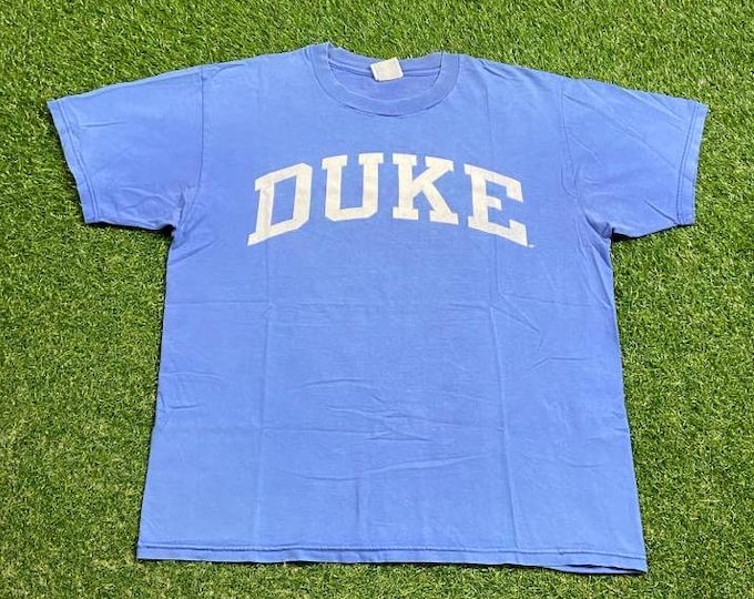 Vintage University of Duke Blue Devils T Shirt Tee Champion Size Large L NCAA College Basketball North Carolina NC 1990s 90s