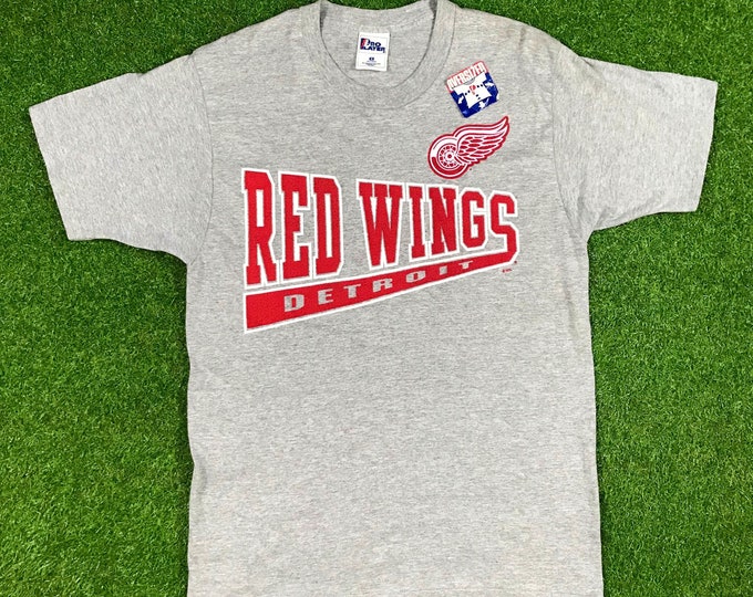 Vintage Detroit Red Wings NWT T Shirt Tee NHL 1990s 90s Puff Print Hockey Michigan Pro Layer New With Tags Deadstock Oversized T Shirt Med