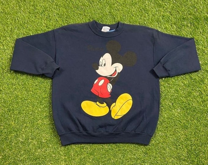 Vintage Mickey Mouse Crewneck Sweatshirt Size Youth XL Walt Disney World Magic Kingdom Disneyland Classic Rare 1990s 90s Pull Over Oversized