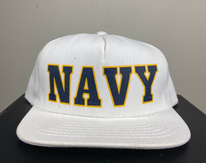 Vintage US Navy Snapback Hat Broadway Made USA OSFA Military Army Marines 1990's 90's