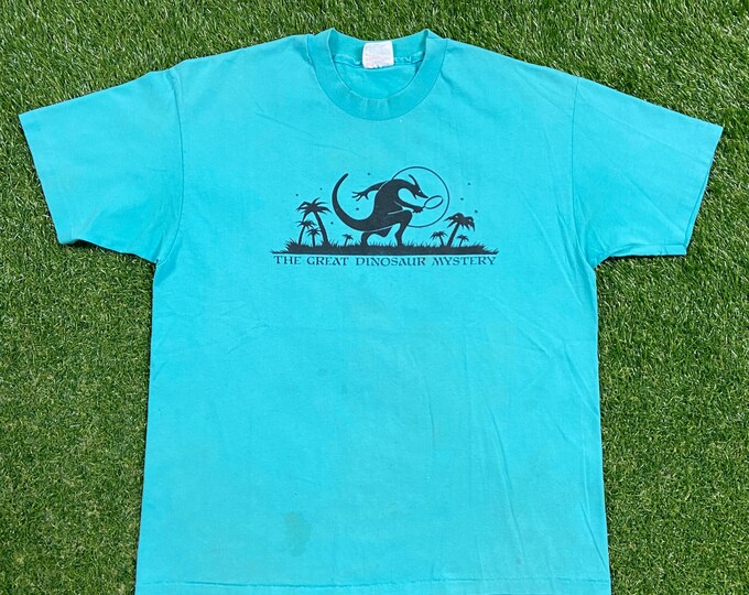 Vintage The Great Dinosaur Mystery T Shirt Tee Hanes Made USA Size Xtra Large XL