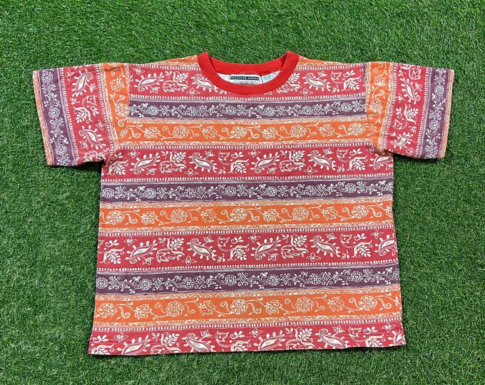 Vintage Multicolor Cool Pattern T Shirt Tee Jennifer Moore Size Large L Classic Quality Great Fit Quality 1990s 90s