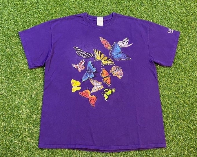 Vintage Callaway Gardens T Shirt Tee Gildan Size Xtra Large XL Bees Caterpillars Butterflies Flowers Nature Plants Georgia Resort 1990s 90s