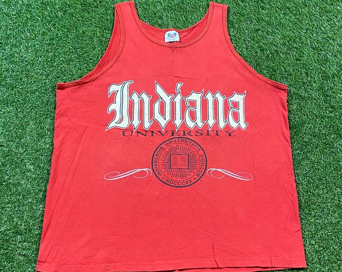 Vintage Indiana University Hoosiers Tank Top Shirt Made Usa Size Xtra Large XL NCAA College Basketball IU Classic 1990s 90s