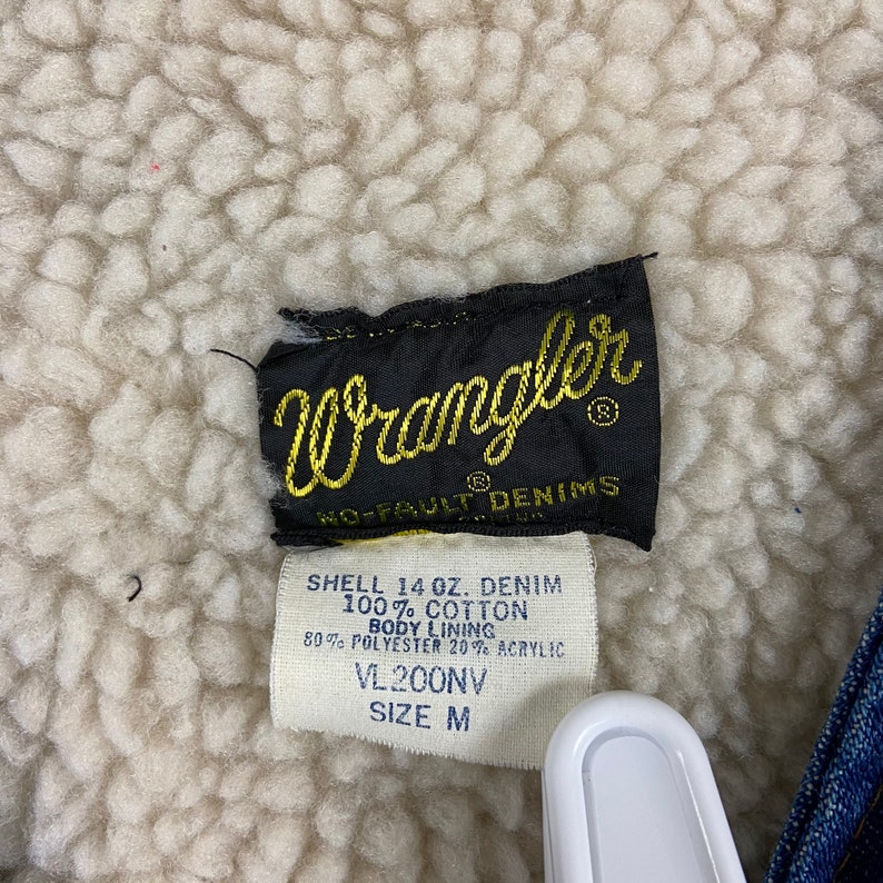 Vintage Wrangler Denim Coat Vest Size Medium 1980s 80s Warm Cozy Winter Comfy Hunting Hiking Green Snow Quality Sherpa 70s