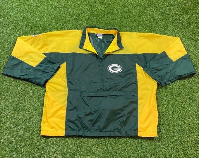 Vintage Green Bay Packers Windbreaker Zip Up Jacket Size Xtra Large XL NFL Football 1990s Quality Favre Rodgers Wisconsin Light Rain Coat