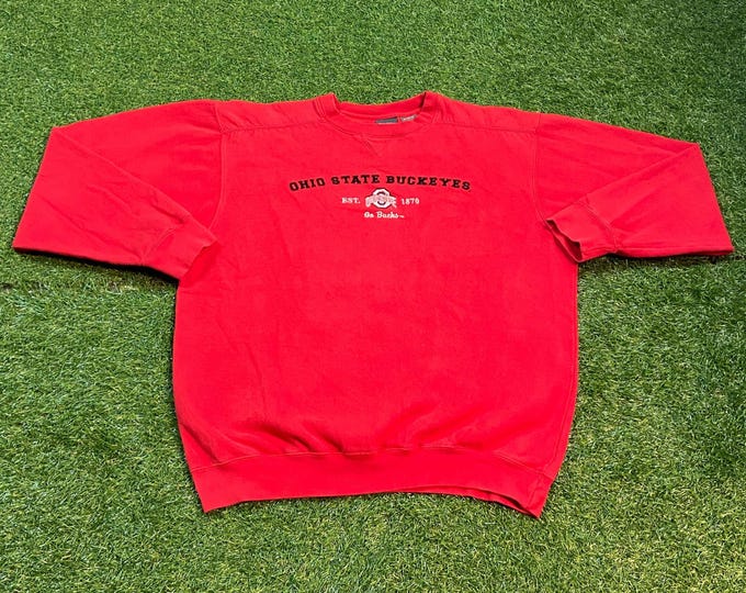Vintage Ohio State University Crewneck Sweatshirt Size Large L Cleveland NCAA College Football Basketball OSU 1990s 90s Pull Over Oversized