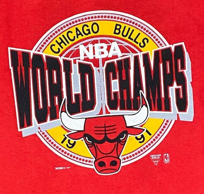 LegacyVintage99 Vintage Chicago Bulls 1991 World Champions T Shirt Tee Trench Large Made USA Basketball 90s NBA 1990s Single Stitch Classic